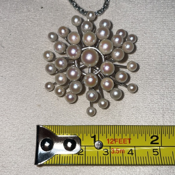 14K White Gold Vintage Mid-Century South Sea Cultured Pearl Pendant/Brooch - Picture 13 of 13